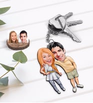 BK Gift Kişiye Özel Sevgililer Karikatürlü Ahşap Anahtarlık-98