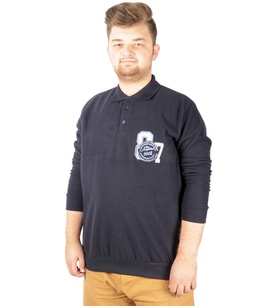 Mode XL Erkek Sweat Polo Recycle Selanik Losangeles B20420 Lacivert