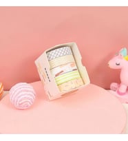 Vintage Washi Tape Bant Baskılı Yapışkanlı Maskeleme Kağıdı Desenli bant 5 li - Geometrik N1