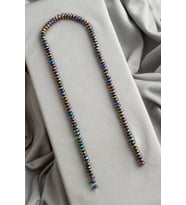 Hematit Doğal Taş Parlak Gökkuşağı Fasetli Rondela Kesim 6x3mm Dizi
