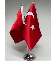 Türk Saten Masa Bayrağı Çiftli