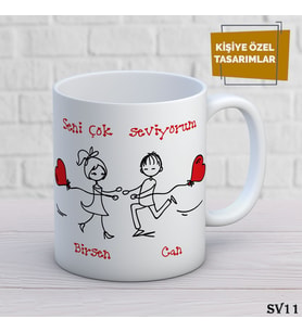 Sevgili Temalı İsme Özel Kupa Bardak
