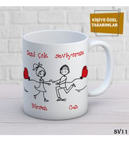 Sevgili Temalı İsme Özel Kupa Bardak