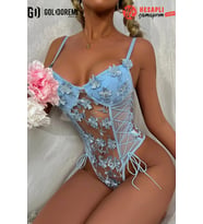 Gd Goldoremi Premium Kadın Korse Detaylı Transparan Detaylı Çiçekli Fantazi Babydoll