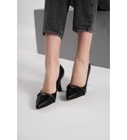 OCT Shoes Kadın Taşlı Topuklu Ayakkabı TS1096 (Siyah)