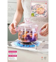Pembe Kalp Figürlü Cam Tencere, 1500 ml, Isıya Dayanıklı, Borosilikat