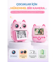 Baskı Özellikli Dijital Fotoğraf Makinesi Pembe Termal Yazıcı Çocuk Kamera
