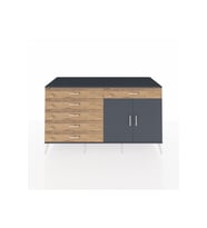 Kronos Konsol Tek Raflı 6 Çekmeceli 2 Kapaklı 176x59x99 Antrasit-Antrasit/Çam