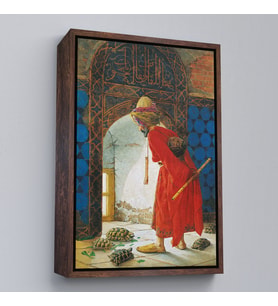 Çerçeveli Osman Hamdi Bey'in Kaplunbağa Terbiyecisi İsimli Eseri Kanvas Tablo (Kahverengi)