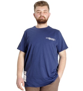 Mode XL Büyük Beden Erkek T-shirt TELEPATHIC 23132 İndigo