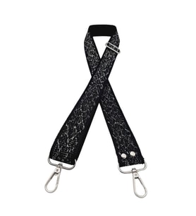 Angel Çanta Aksesuar 120x3 cm Polyester Kolon Çanta Sapı Siyah Gümüş Simli Gümüş Metalli