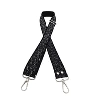 Angel Çanta Aksesuar 120x3 cm Polyester Kolon Çanta Sapı Siyah Gümüş Simli Gümüş Metalli