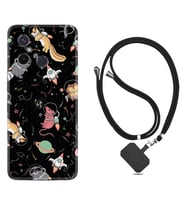 Xiaomi Redmi 12C Kılıf Silikon Boyun Askılı İpli Desenli Silikon Planet Animals 1771
