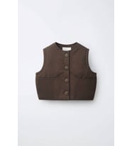 Milano Gabardin Kapitone Elyaflı Unisex Çocuk Yelek - Kahve