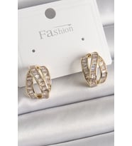 Pirinç Gold Renk Zirkon Taşlı Düğüm Halka Model Kadın Küpe 5886 - GLST3547-8296