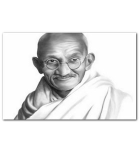 Cakatablo Mahatma Gandhi Tebessüm Beyaz Fon MDF Tablo