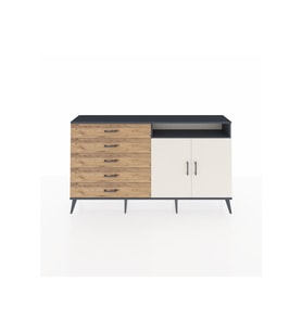 Arges Konsol 2 Raflı 5 Çekmeceli 2 Kapaklı 176x30x99 Antrasit-Aytaşı/Çam