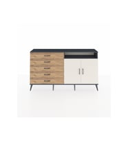 Arges Konsol 2 Raflı 5 Çekmeceli 2 Kapaklı 176x30x99 Antrasit-Aytaşı/Çam