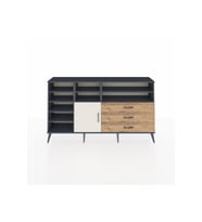 Arges Konsol 8 Raflı 3 Çekmeceli Tek Kapaklı  176x30x99 Antrasit-Aytaşı/Çam