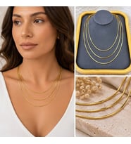 Premium Parlak ve Şık Gold Renk Üçlü Yılan Model Zincir Kadın Çelik Kolye (45cm)