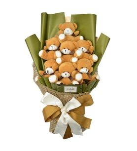 U&B Teddy Bear Flowers Zarif Yeşil Ayıcık Buketi