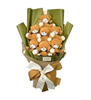 U&B Teddy Bear Flowers Zarif Yeşil Ayıcık Buketi