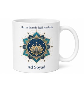 Mandala Desenli Meditasyon Tasarımlı Baskılı Porselen Kupa Bardak Hediye