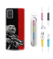 Samsung a71 A72 A73 A7 A9 2018 C7 C9 Kılıf Kablo Koruma Spiral Silikon Çılgın Kedi 1674