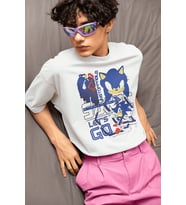 Unstoppable Sonic Lets Go Baskılı Unisex Oversize Çizgi Film Tişört