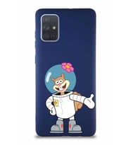 Samsung Galaxy A71 Soft Premier Kapak Sandy Tasarımlı Silikon Kılıf - Lacivert (Şeffaf)
