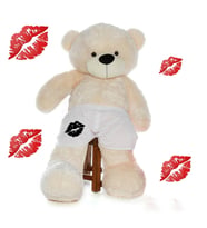 Mavimsi 180 cm Kişiye Özel Boxerlı Tatlım Peluş Ayıcık (Krem)