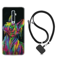 Oppo Reno 2Z 4 Lite 4 Pro 5 6 7 A31 Kılıf Boyun Askılı Silikon Color Cat 1754