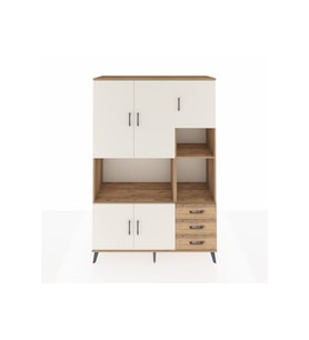 Hyperion Dolap 9 Raflı 3 Çekmeceli 5 Kapaklı 132x44x195 Çam-Aytaşı/Çam