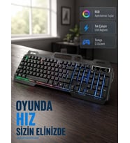 Profesyonel Oyuncu Klavye Mouse Seti – RGB Işıklı, Türkçe Q, DPI Ayarlı, Dayanıklı Gövde
