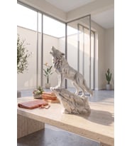 Kişiye Özel Dekoratif Uluyan Kurt Heykeli 3D Baskı Figür - Modern Hayvan Biblosu