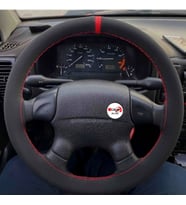 Skoda Felicia Uyumlu Dikmeli Direksiyon Kılıfı Kırmızı Yüzüklü Alkantara