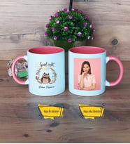 Baykuş Kupa Bardak Pembe Fotoğraflı