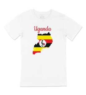 Uganda Haritalı ve Bayraklı Tişört