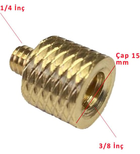 1/4 İnç Tripod, Monopod, Kamera, Mikrofon, Projektör Vidasını 3/8 İnçe Dönüştürücü Adaptör, Sarı, Pirinç