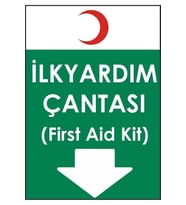 İLK YARDIM ÇANTASI UYARI LEVHASI A4 BOYUTUNDA PVC KAPLAMA (Çok Renkli)