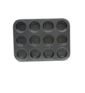 12 GÖZLÜ METAL - SİYAH DÜZ MUFFIN KALIP (4915)