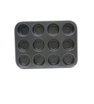 12 GÖZLÜ METAL - SİYAH DÜZ MUFFIN KALIP (4915)