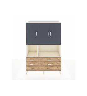 Hyperion Dolap 6 Raflı 6 Çekmeceli 3 Kapaklı 132x44x195 Aytaşı-Antrasit/Çam
