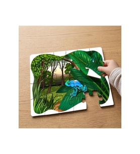 Ormanda Kurbağa Tasarımlı 24 Parça Ahşap Çocuk Puzzle MPK0118
