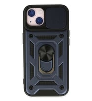iPhone 14 Kılıf Pars Lens Yüzüklü Silikon - Lacivert