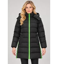 Dewberry Kadın %100 Polyester Kaban Siyah-Yeşil Z9770 Günlük Dış Giyim, Katmanlı Kombin, Şehir ve Ofis Stili