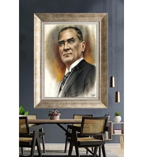 Gümüş Çerçeveli Atatürk Tablo za454