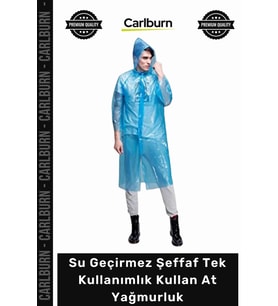 Su Geçirmez Şeffaf Kapüşonlu Standart Beden Pratik Ekonomik Tek Kullanımlık Kullan At Yağmurluk