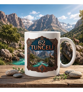 62 Tunceli Munzur Dağları Dağ Keçisi Geleneksel Motifli Seramik Kupa