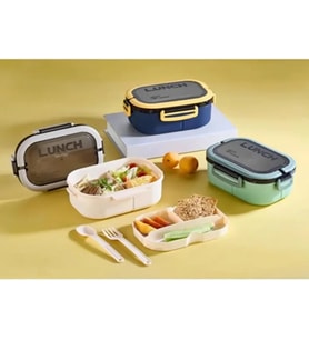Beslenme Kutusu 1200 ml 2 Katlı 6 Bölmeli BPA'sız PP Plastik Sefer Tası ve Beslenme Çantası - Lunch Box, ÇATAL KAŞIK ve BIÇAK Dahil Okul Beslenme (Beyaz)